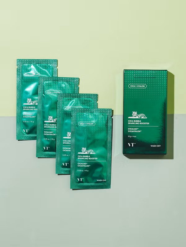 VT Cica Bubble Sparkling Booster 10g (Hộp 4 Gói) – Bột Sủi Rửa Mặt & Thanh Lọc Da Chiết Xuất Rau Má